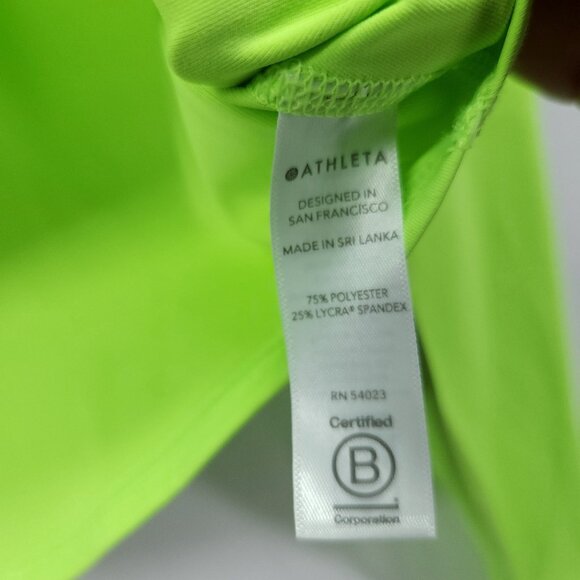 Athleta Cropped Top Size XS Eclipse Shrug Long Sleeve Neon Yellow Athletic Shirt - Picture 12 of 12